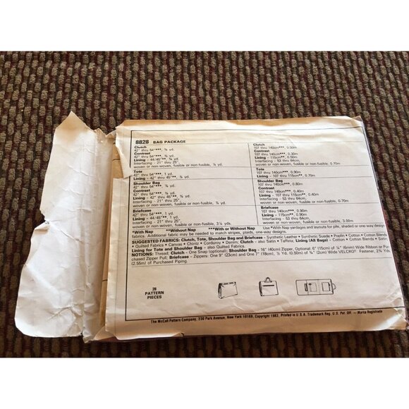 McCall's 8828 Pouch Bag Clutch Brief Case Tote Crafts Sewing Pattern Uncut 1983 - Picture 4 of 4